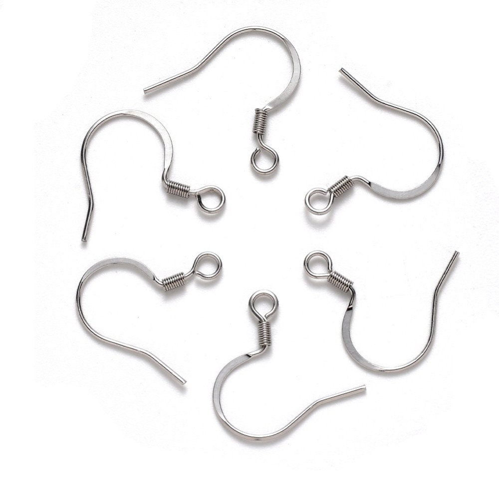 Earring Hook Hardware Silver Gunmetal Surgical Hypoallergenic Steel