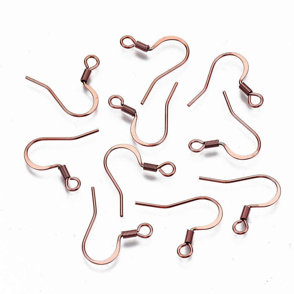 Stainless steel flat french earring hooks, 20 pcs (10 pairs) hypoallergenic ear wire, Silver, Gold, Rose gold