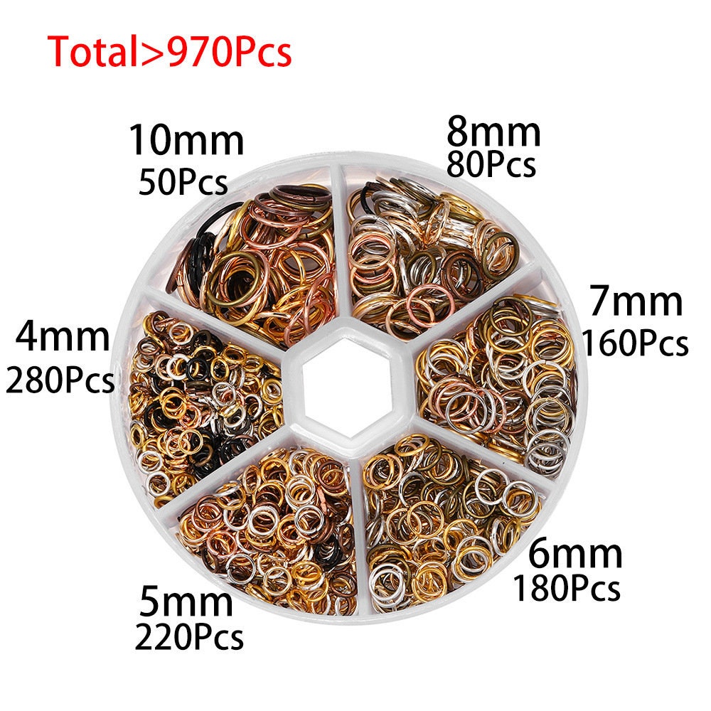 Jump ring kit, 970pcs assorted sizes, Hypoallergenic nickel free jewelry findings