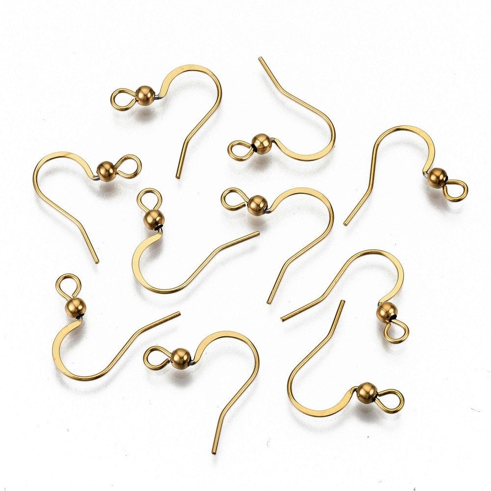Stainless steel flat french earring hooks, Silver, Gold, Rose gold