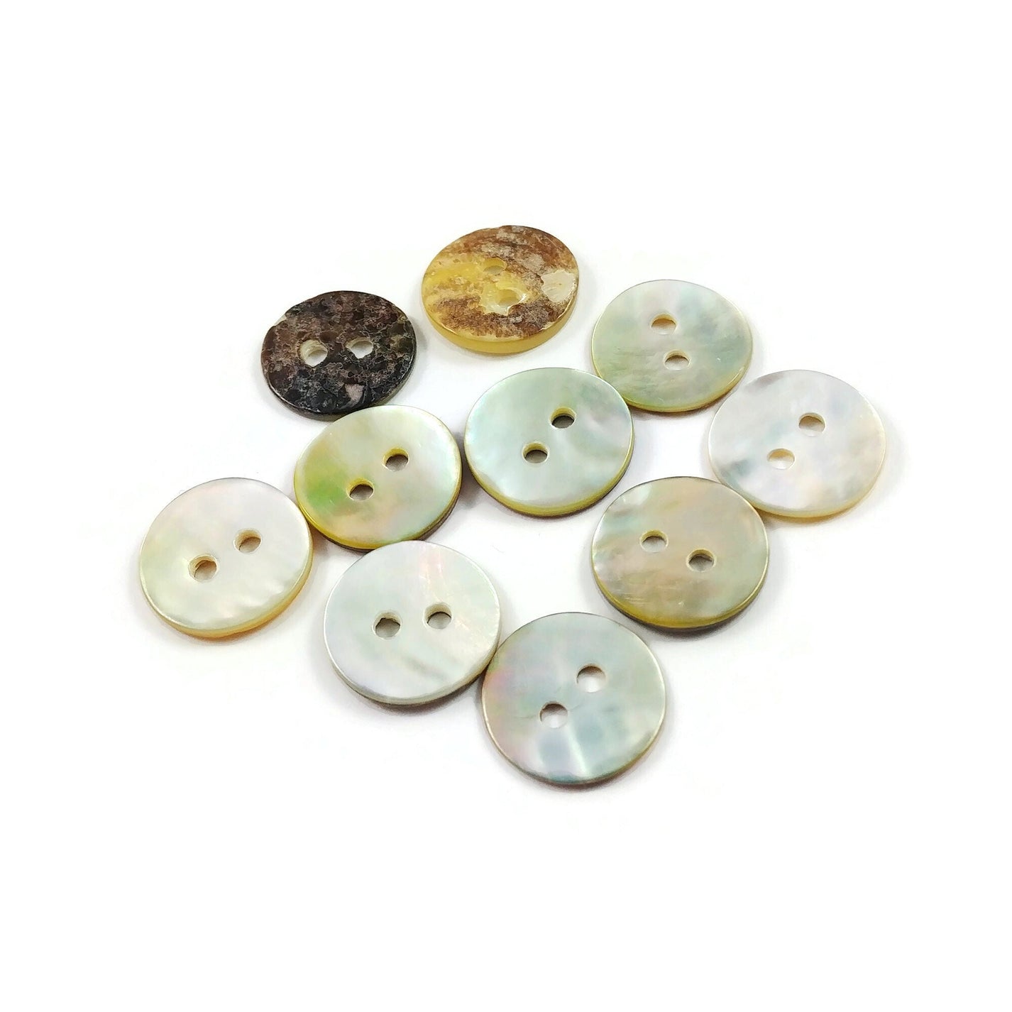 Natural agoya shell buttons, 6 sizes available, Raw pearl sewing butto