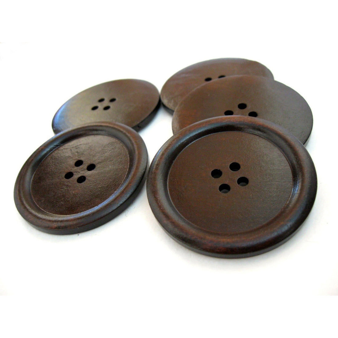 Large wood button in dark brown 2" set of 3