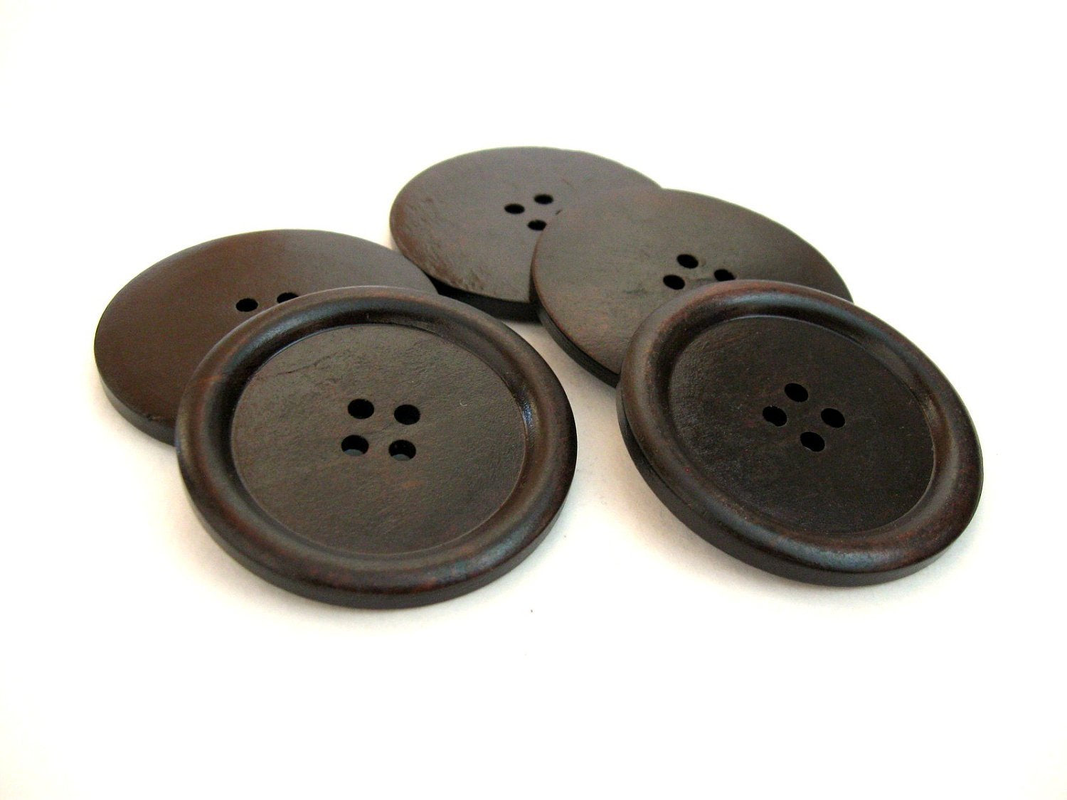 Gros Bouton en bois marron foncé - 3 boutons de 50mm