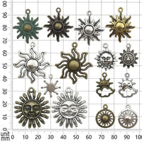 10 assorted sun charms, Nickel free metal pendants, Celestial mixed charms for jewelry making