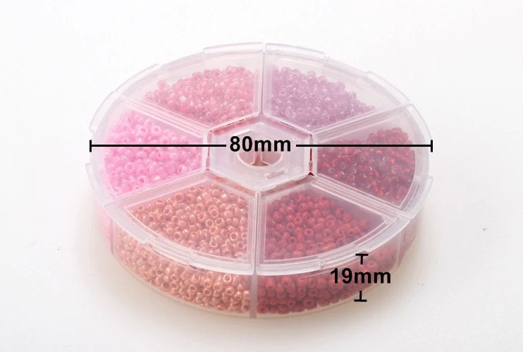 Glass seed beads kit, Assorted red and pink, 2mm 3mm 4mm, Jewelry making set