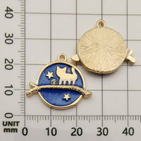 8 celestial assorted enamel charms, Nickel free metal pendants, Cute mixed shapes for jewelry making