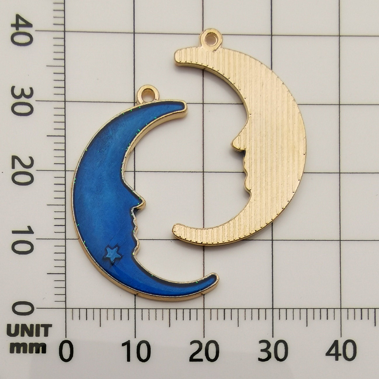 8 celestial assorted enamel charms, Nickel free metal pendants, Cute mixed shapes for jewelry making