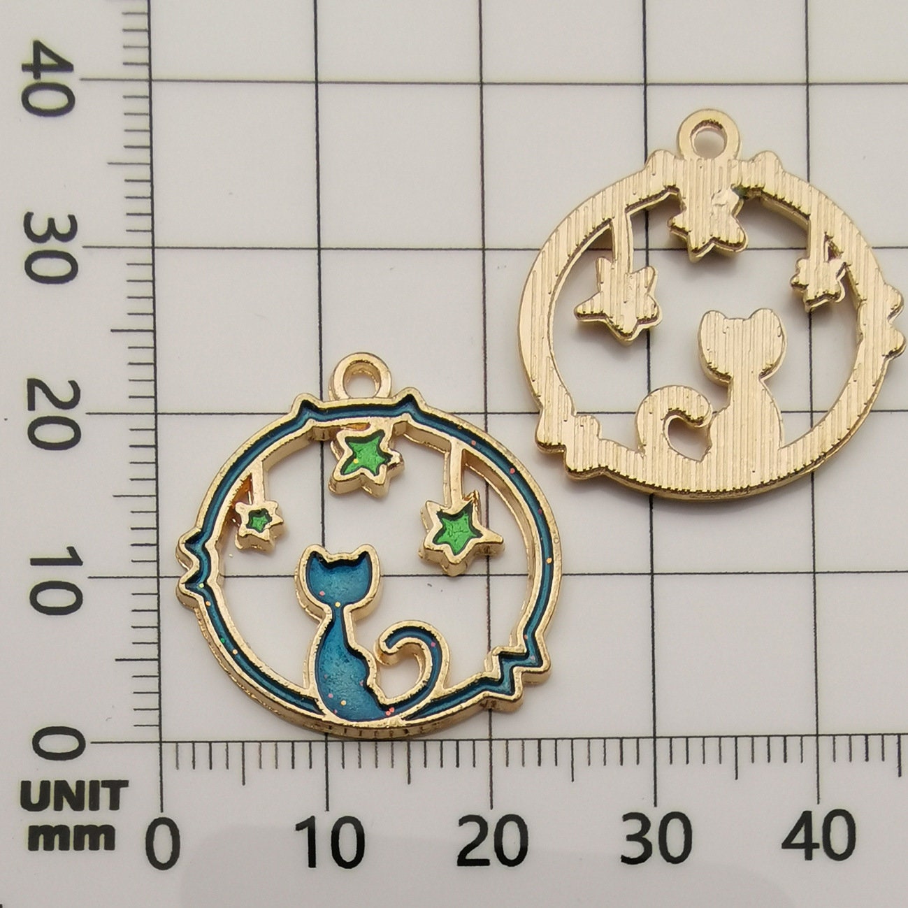 8 celestial assorted enamel charms, Nickel free metal pendants, Cute mixed shapes for jewelry making