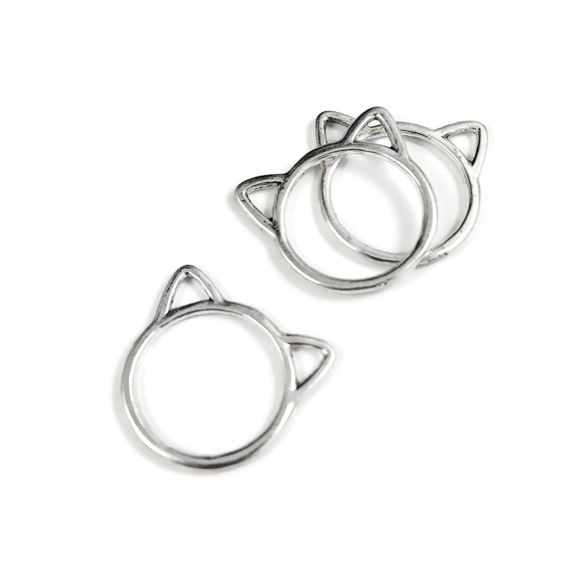 10pcs/lot Cat charms Antique silver tone Hollow out cat Pendants DIY for  jewelry making 21x36mm