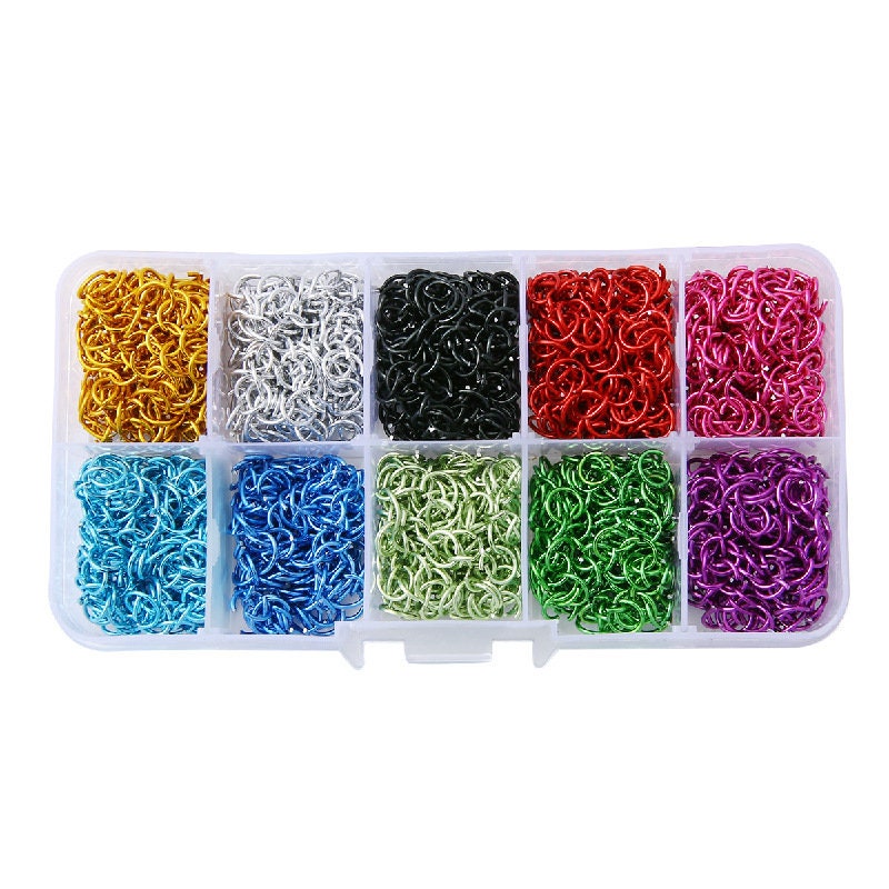 6mm aluminum jump ring kit, 2250pcs assorted colors, Hypoallergenic nickel free jewelry findings