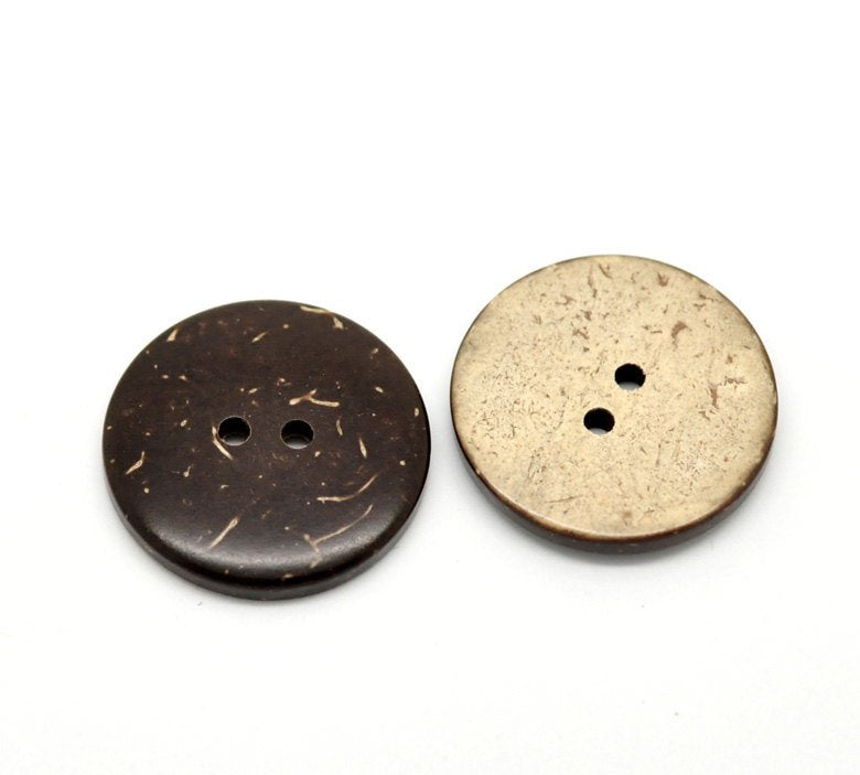 Brown Coconut Shell Buttons 25mm - Natural and Eco Friendly