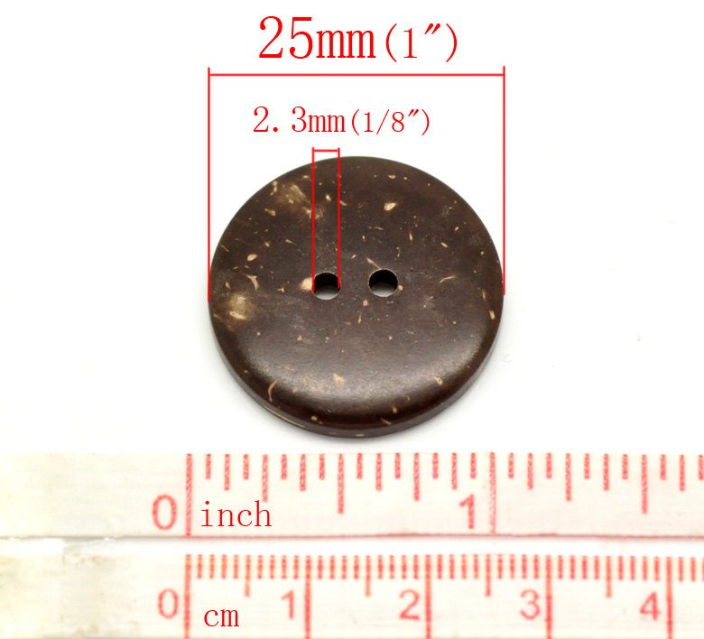 Brown Coconut Shell Buttons 25mm - Natural and Eco Friendly