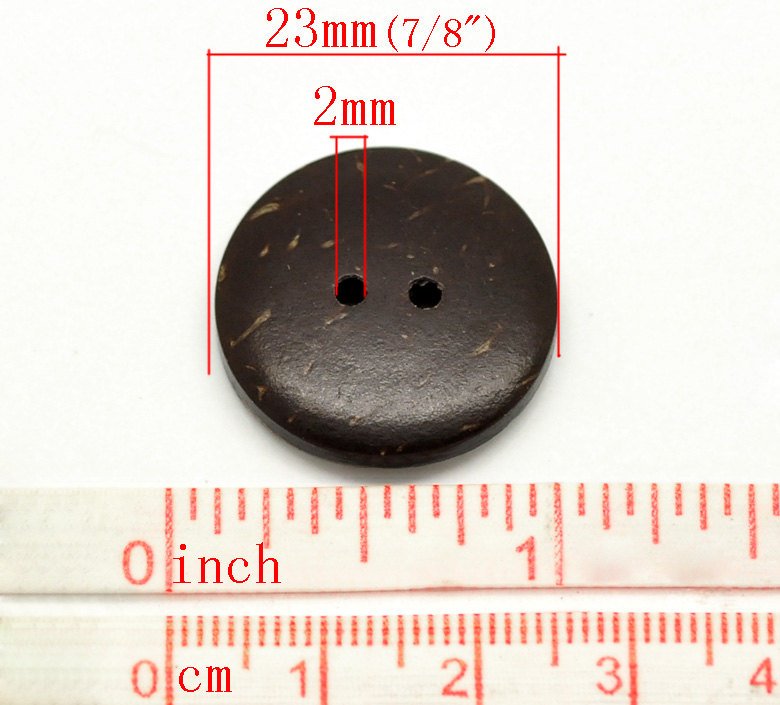10 Brown Coconut Shell Buttons 23mm - Natural and Eco Friendly