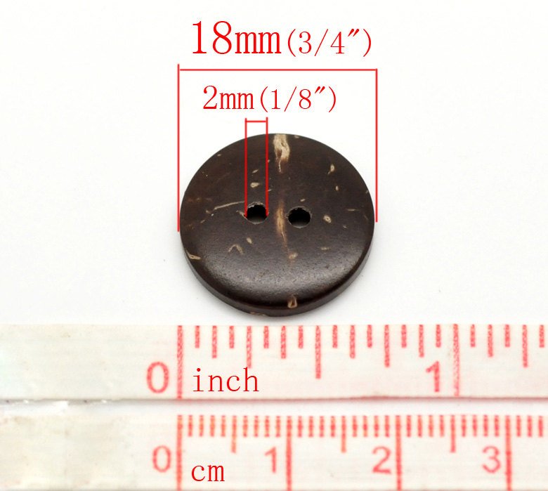 12 Boutons en bois de coco 18mm