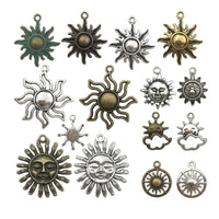 10 assorted sun charms, Nickel free metal pendants, Celestial mixed charms for jewelry making