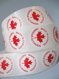 50 Made In Canada Labels - round sticker tags 1"