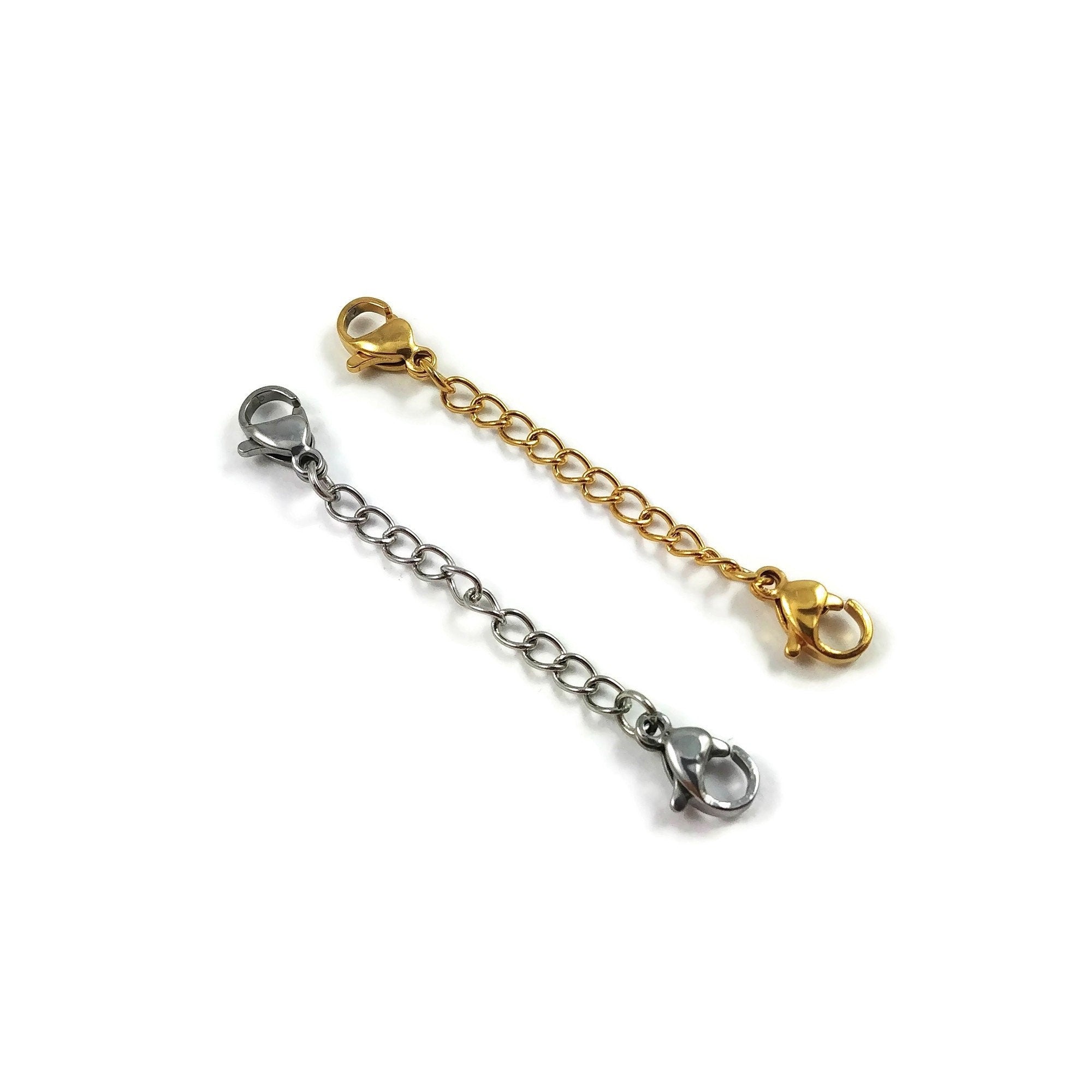 D-BUY 8 Pcs Stainless Steel Necklace Extender Bracelet Extender Extender Chain Set 4 Different Length 6 4 3 2 4 Gold 4 Silver