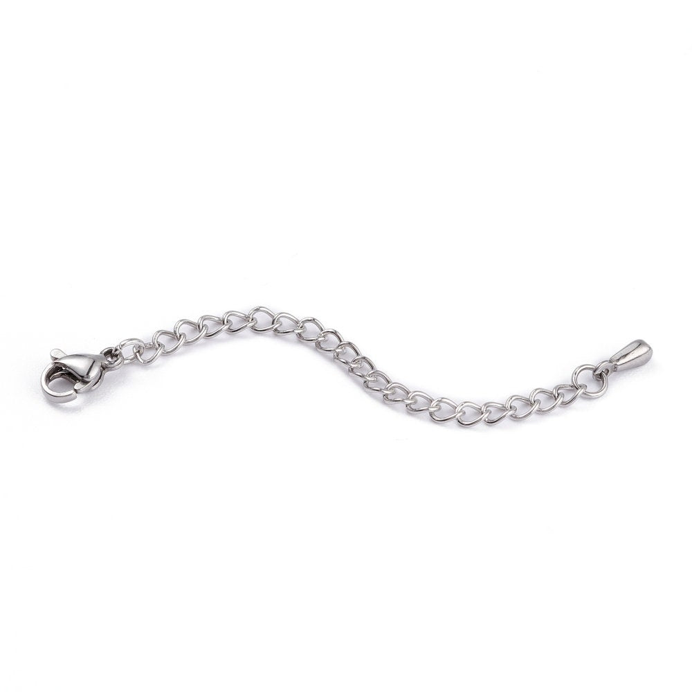 50pcs/lot 5 7cm Stainless Steel Bulk Necklace Extension Chain Tail
