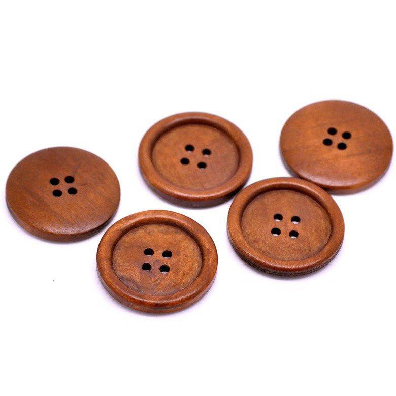 Reddish Brown button - 4 wooden buttons 35mm (1 3/8")