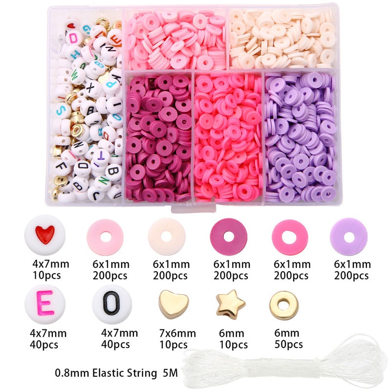  4500pcs Pink Clay Beads Bracelet Making Kit, 6mm