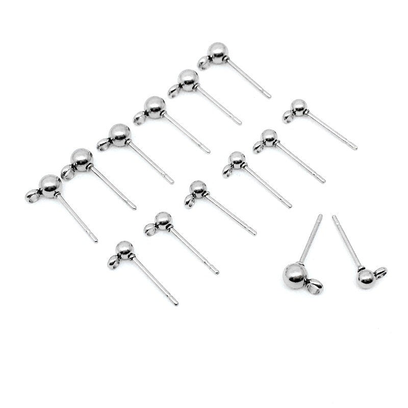 20pcs 8mm Heart Shape Stainless Steel Stud Earring Pins With Earring  Stoppers DIY Earrings Jewelry Making Accessories