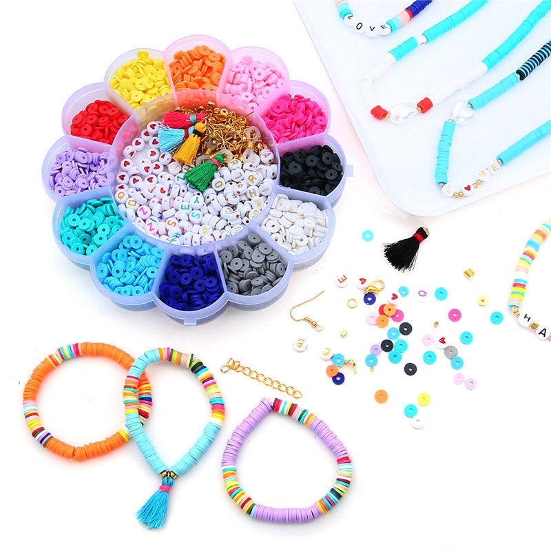 6300 Pcs Clay Beads For Jewelry Bracelet Making Kit , 24 Colors Polymer Clay  Beads Kit With Pendant Charms Kit And Elastic Strings, Art Craft Gift Fo