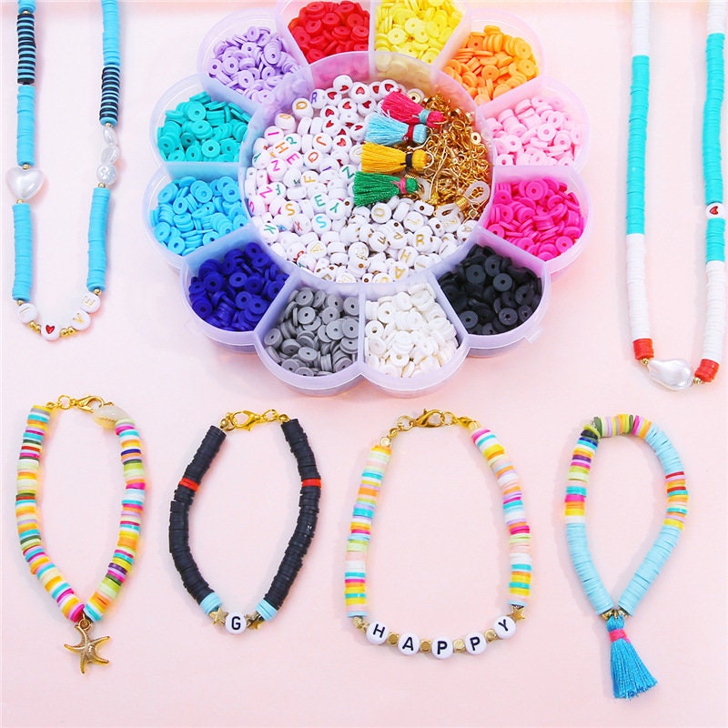 Jewelry making and beads kit, 2400 assorted beads and findings, Flower shaped gift box