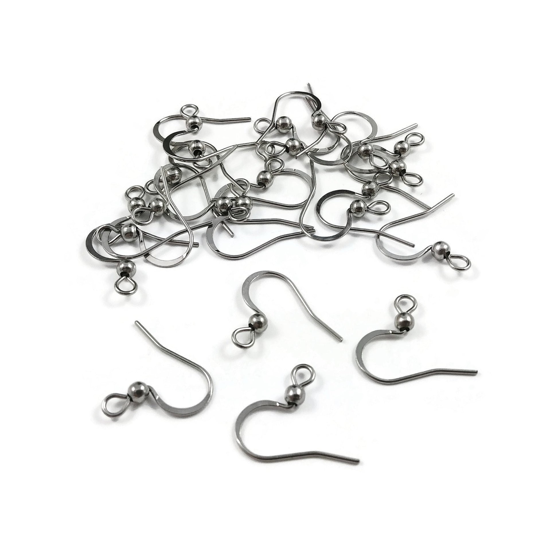 Flat french earring hooks, Surgical stainless steel ear wire, Findings