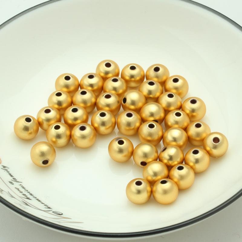 Matte gold beads, 3mm/4mm/5mm/6mm, 18K gold plated beads, Jewelry making nickel-free metal beads