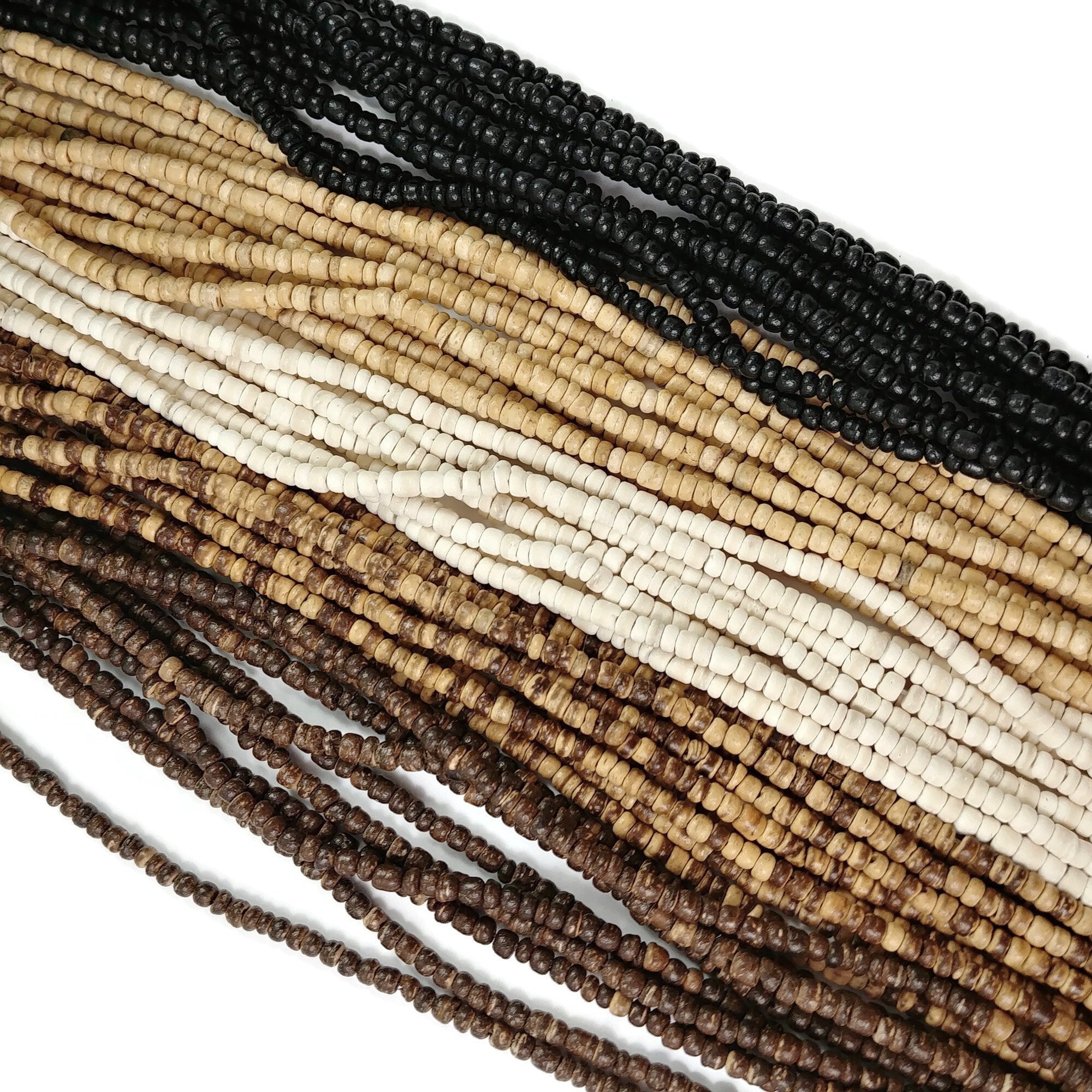 Tiny brown and beige coconut beads 2-3mm, Natural wooden seed beads, Jewelry making bracelet beads