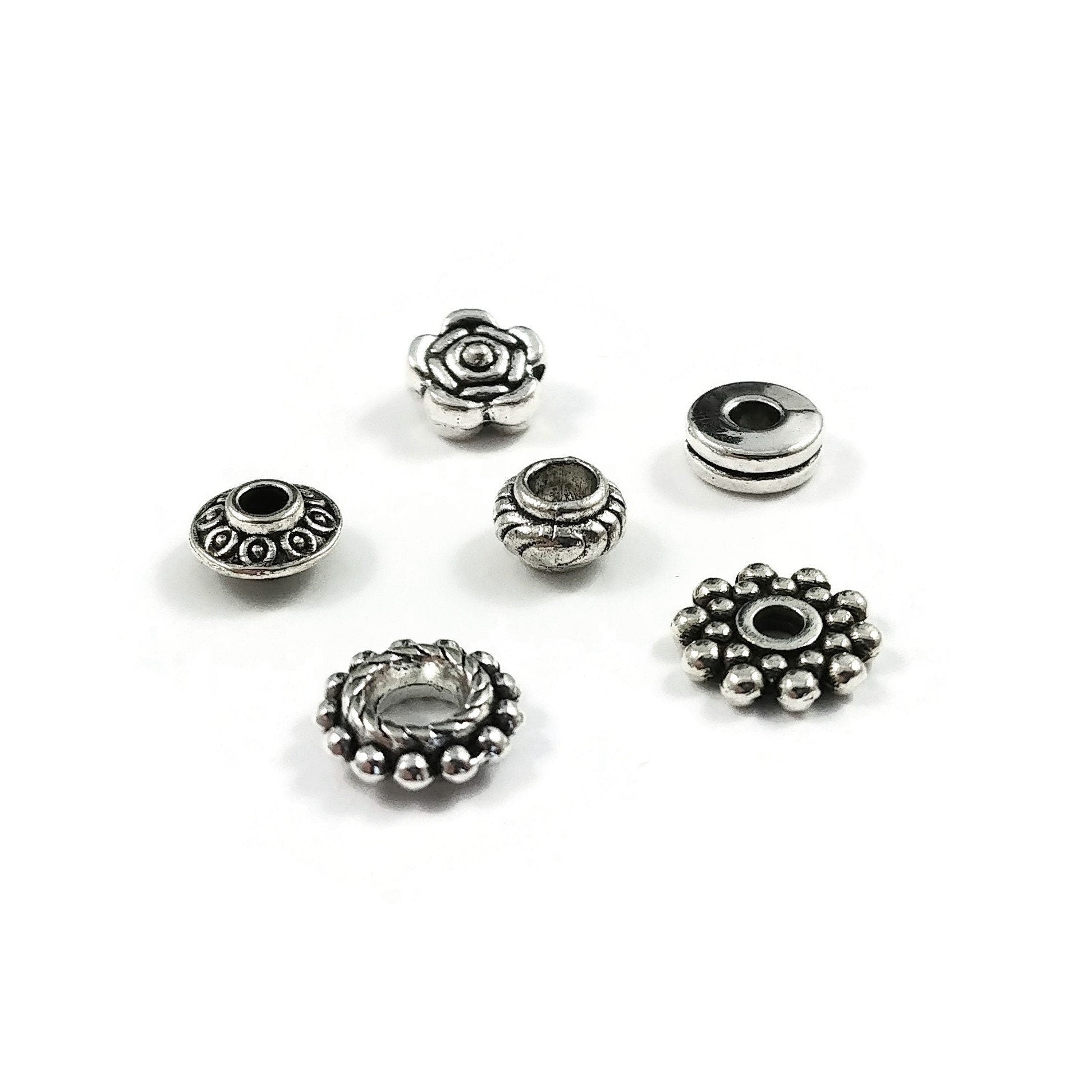 Silver metal spacer beads kit, 300pcs assorted tibetan styles, Hypoallergenic nickel free findings jewelry making