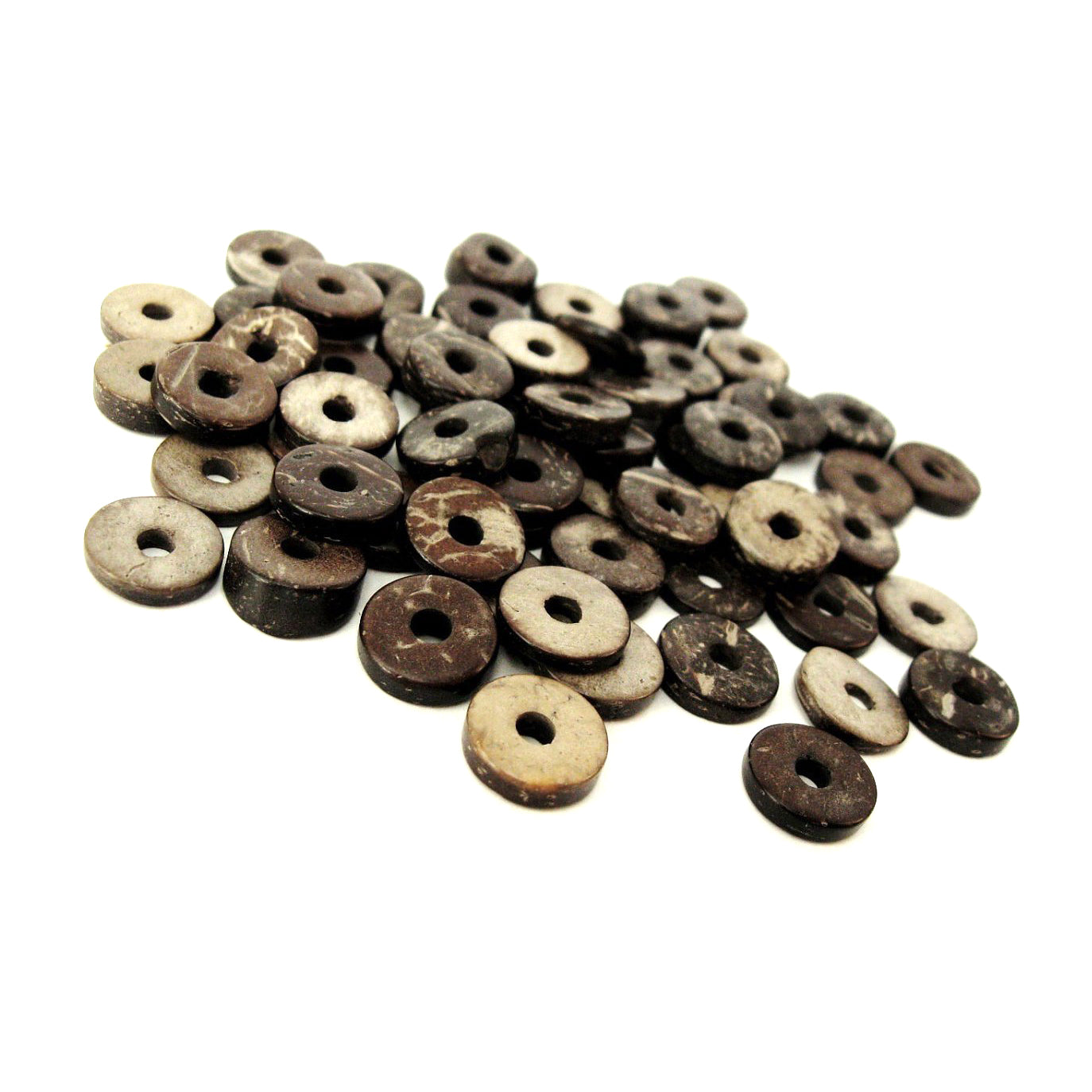 50 Wood CocoNut Shell Beads - Eco Friendly Donuts Rondelle Disk Beads 12mm