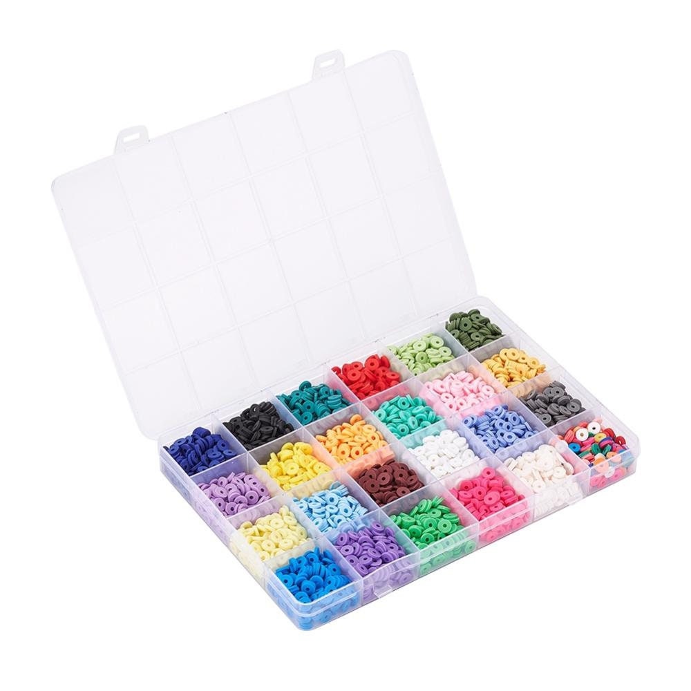 3600 assorted clay beads, Jewelry bracelet making set DIY, 24 colors box, Colorful heishi beads kit