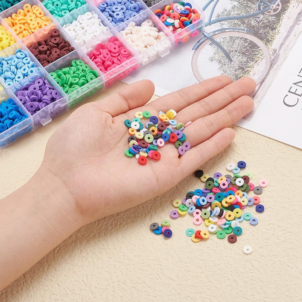 Heishi clay beads kit, Jewelry bracelet making set DIY, 24 colors box