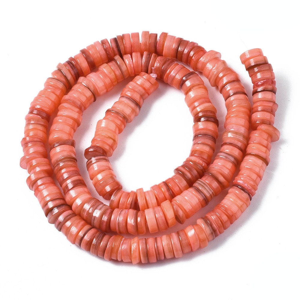 Natural freshwater shell beads, 6mm heishi spacer beads, Colorful beads for jewelry making