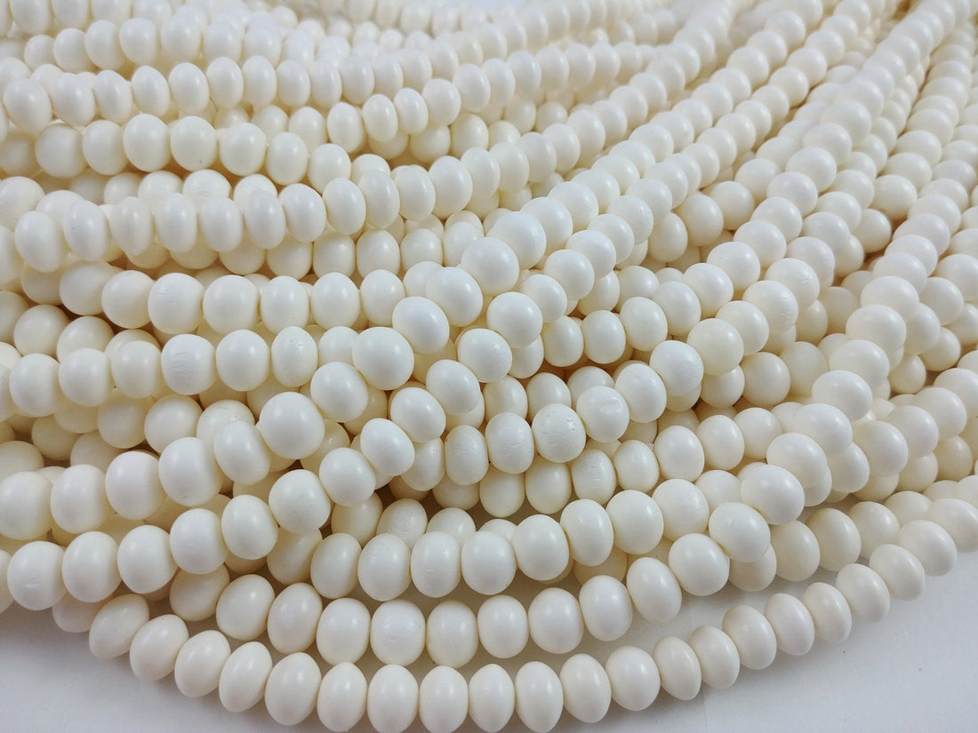White bone beads, 12 bone rondelle beads 9mm, Eco friendly and natural beads for jewelry making