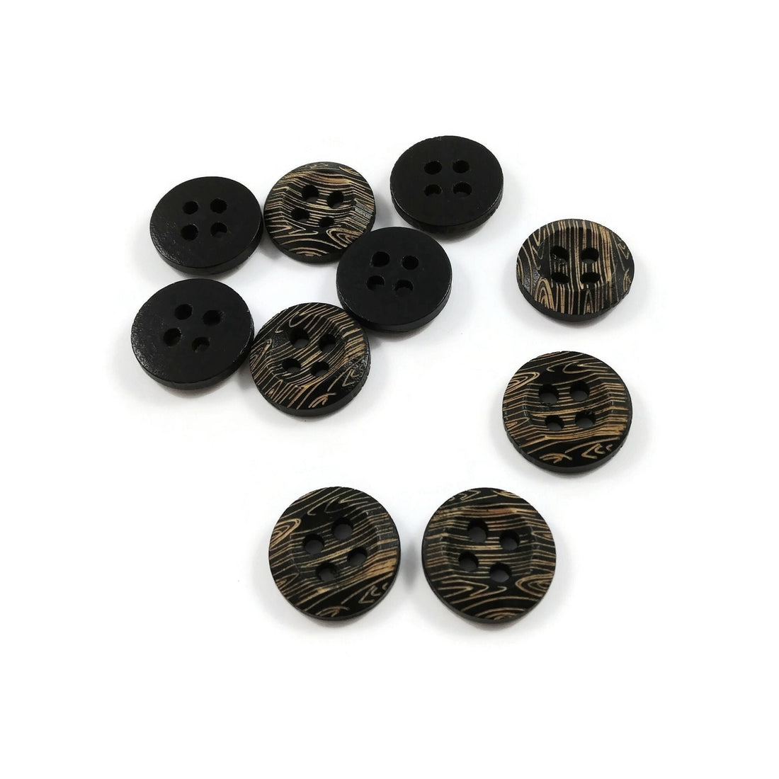 13mm dark wooden buttons, 4 holes shirt sewing buttons, 10 small buttons for knitting