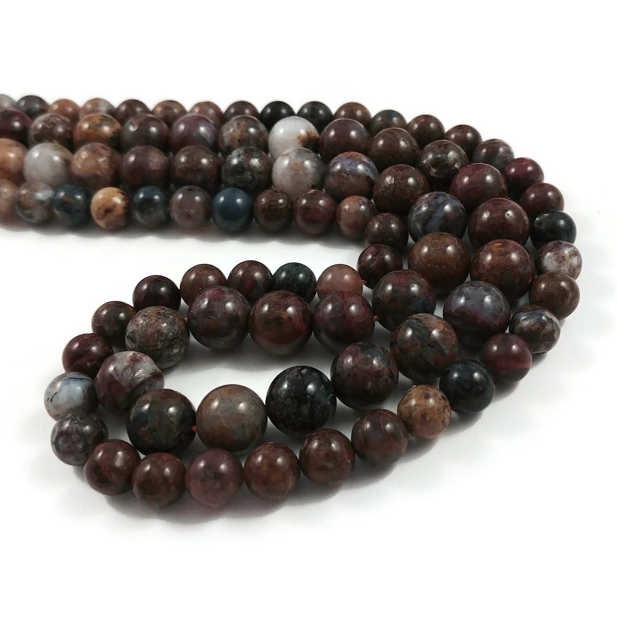 Natural pietersite beads, Strands 6mm or 8mm, Round meditation stone beads, Gemstone beads for jewelry making