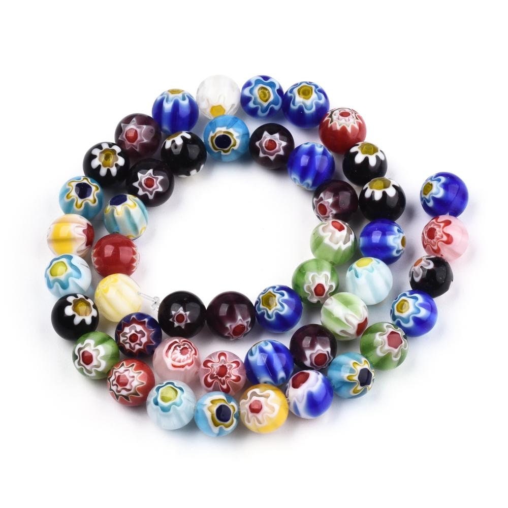 Millefiori glass beads, Assorted mixed colors, 4mm, 6mm, 8mm, Jewelry making unique beads