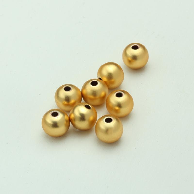 Matte gold beads, 3mm/4mm/5mm/6mm, 18K gold plated, Nickel free
