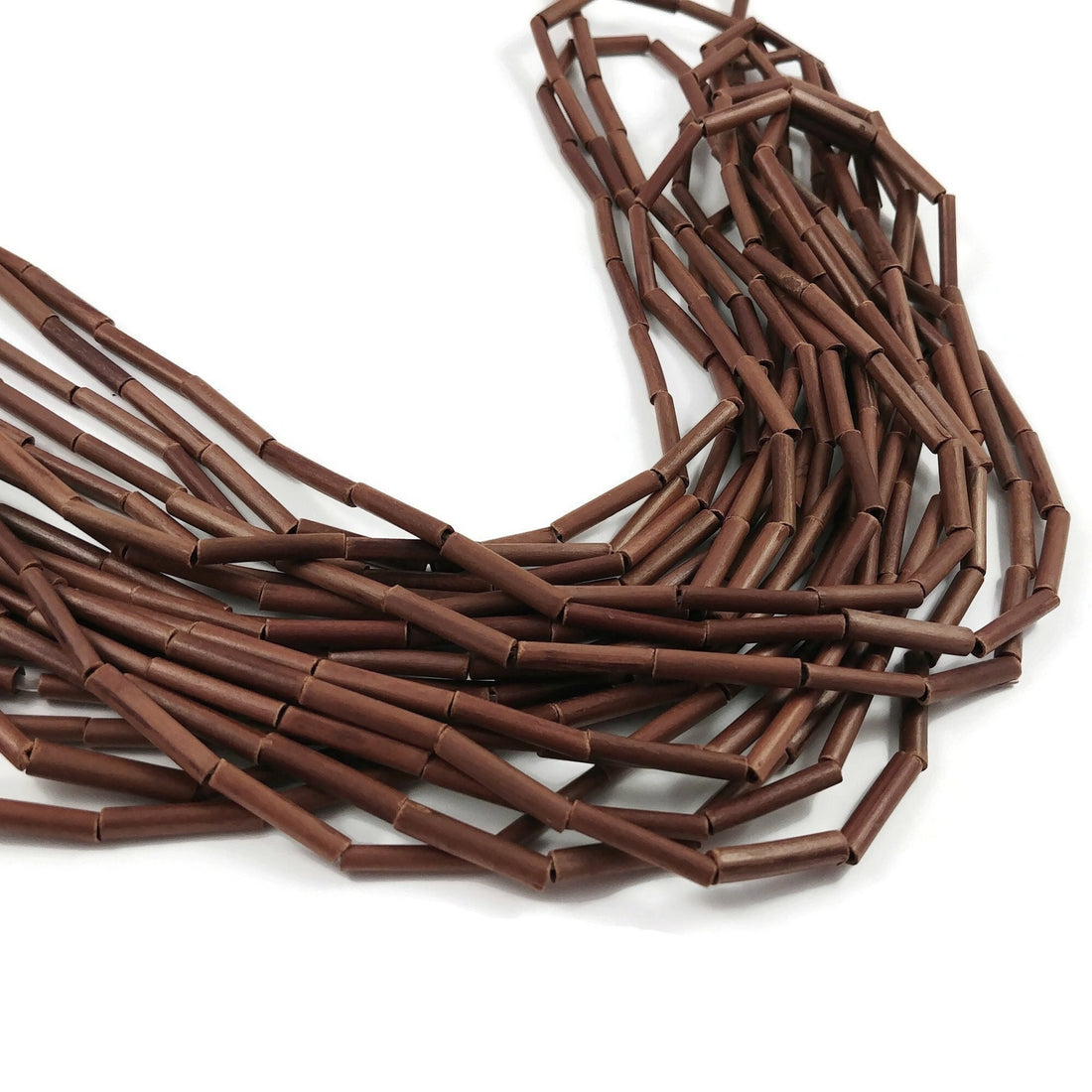 Bamboo Wood Tube Beads - Agsam Vine Brown Beads 18mm - 28" strand
