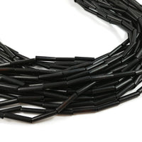 Bamboo Wooden Beads - Black Tube Beads 17mm - 30" strand