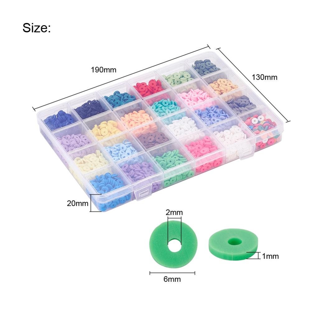 3600 assorted clay beads, Jewelry bracelet making set DIY, 24 colors box, Colorful heishi beads kit