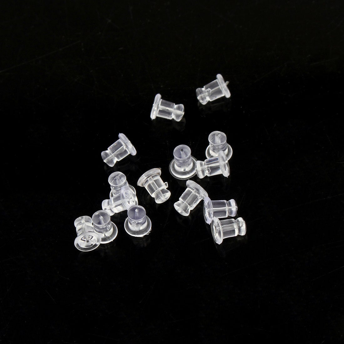 100 silicone earring backs, 7x5mm clear ear nuts, Jewelry making stoppers
