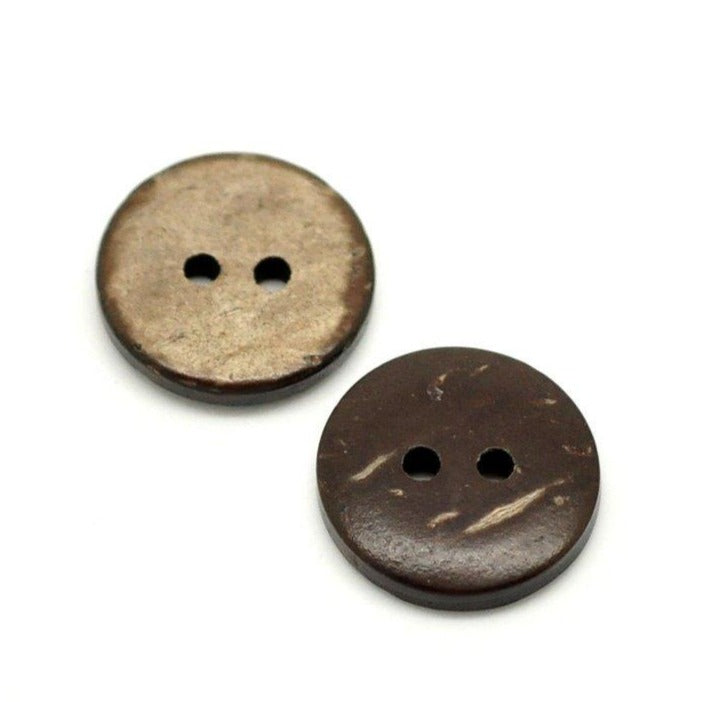 12 Brown Coconut Shell Buttons 15mm - Natural and Eco Friendly )
