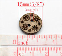 10 Brown Coconut Shell Buttons 15mm -  Primitive Flowers