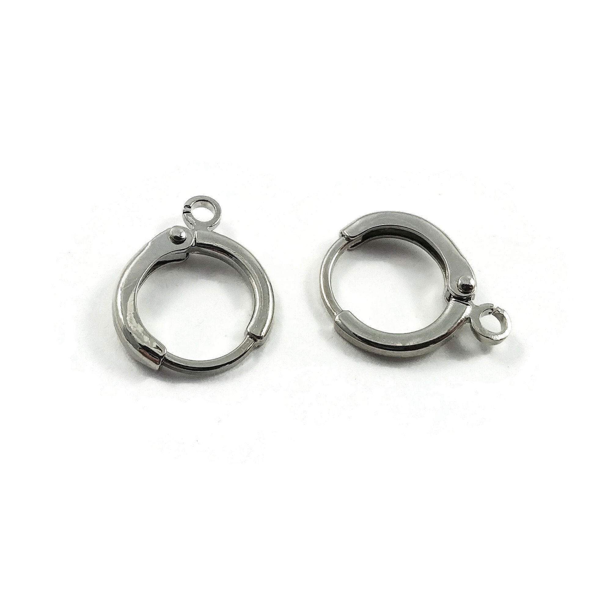 Gold, Silver, Huggie hoops with loop, Nickel free brass earring findings, Leverback ear wire for jewelry making