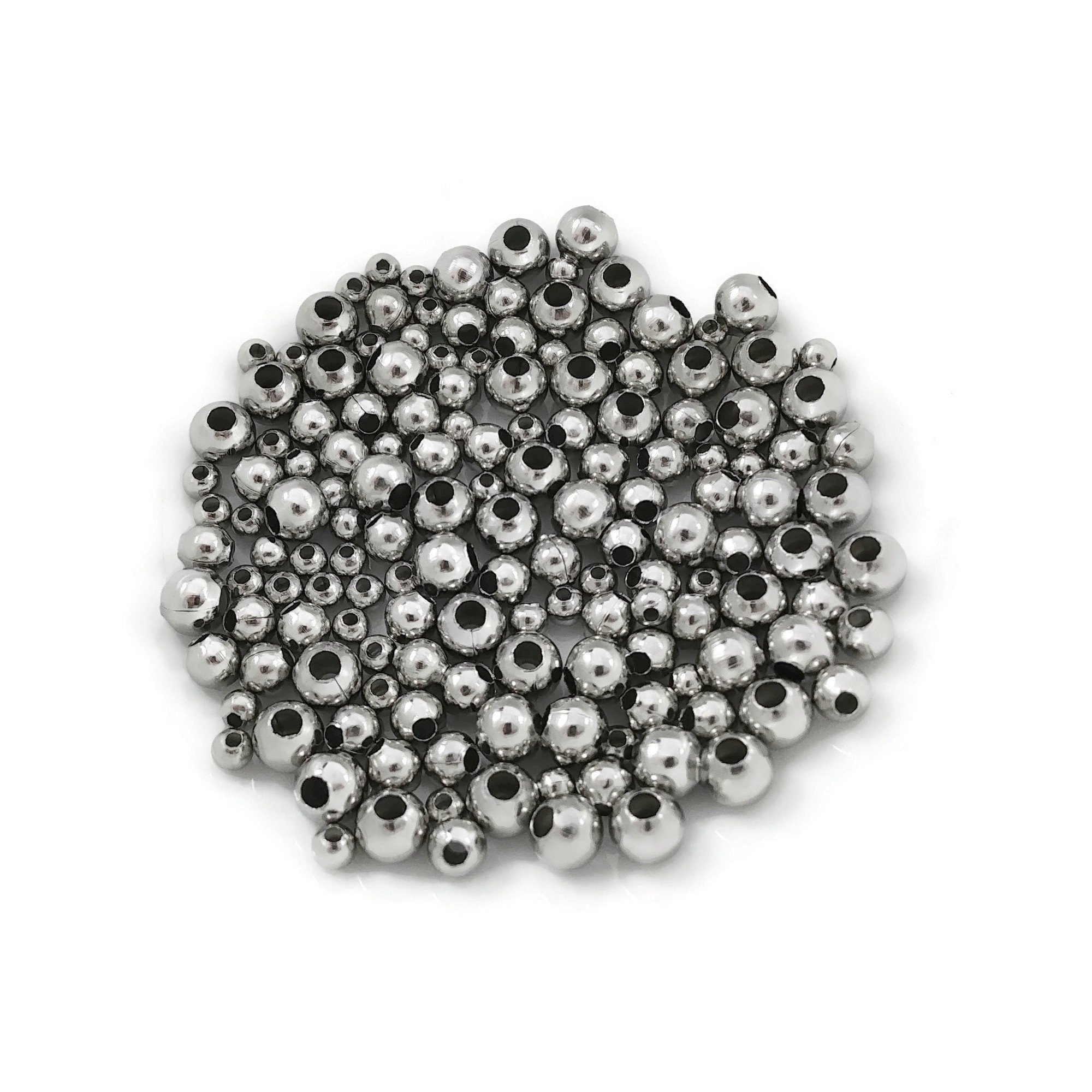 Round stainless steel spacer beads, 3mm, 4mm, 5mm