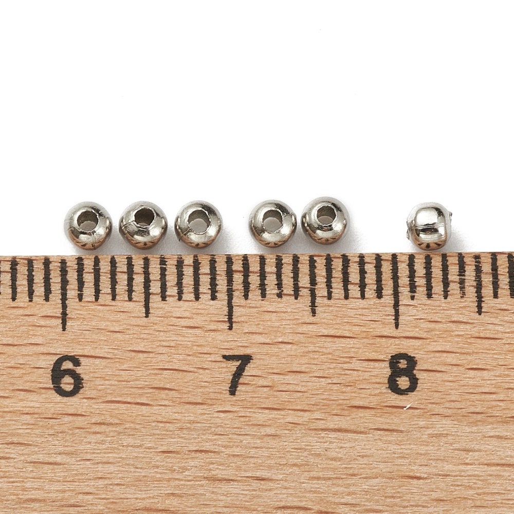 Silver stainless steel beads, 3mm, 4mm, 5mm, Round metal spacer beads, Bulk jewelry making supplies