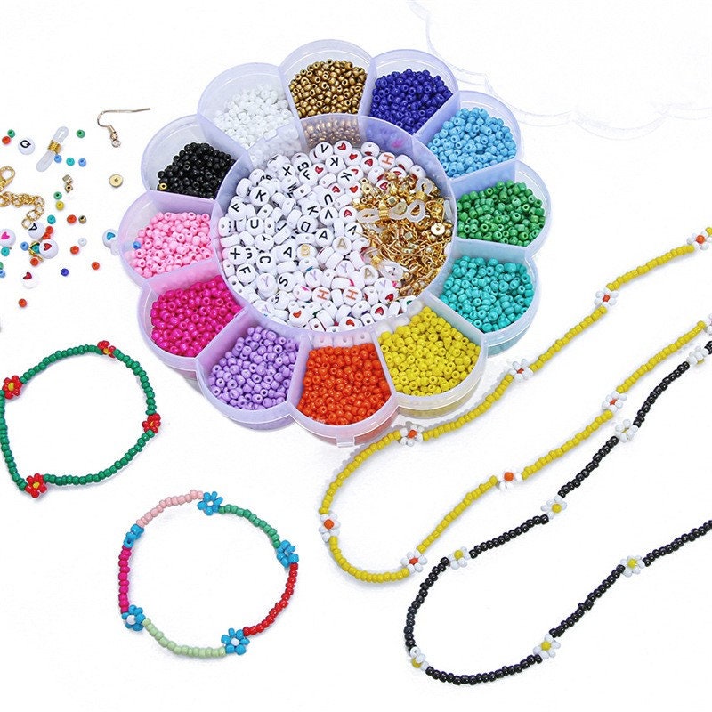Jewelry making and beads kit, 6000 assorted beads and findings, Flower shaped gift box
